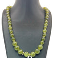 Chinese Peking Glass Jade Green Beaded Necklace 28" Vintage Boho Statement 80g