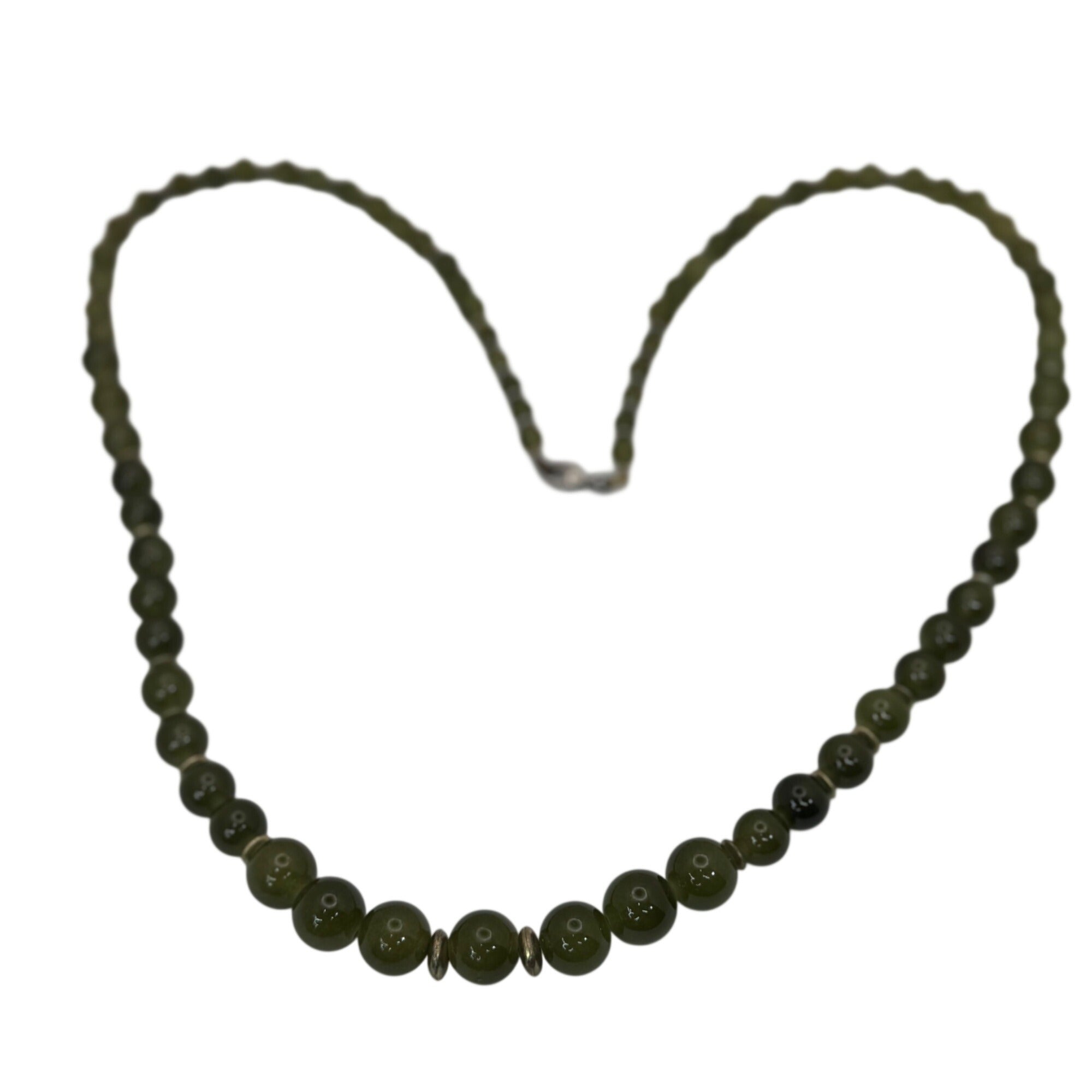 Chinese Peking Glass Jade Green Beaded Necklace 28" Vintage Boho Statement 80g
