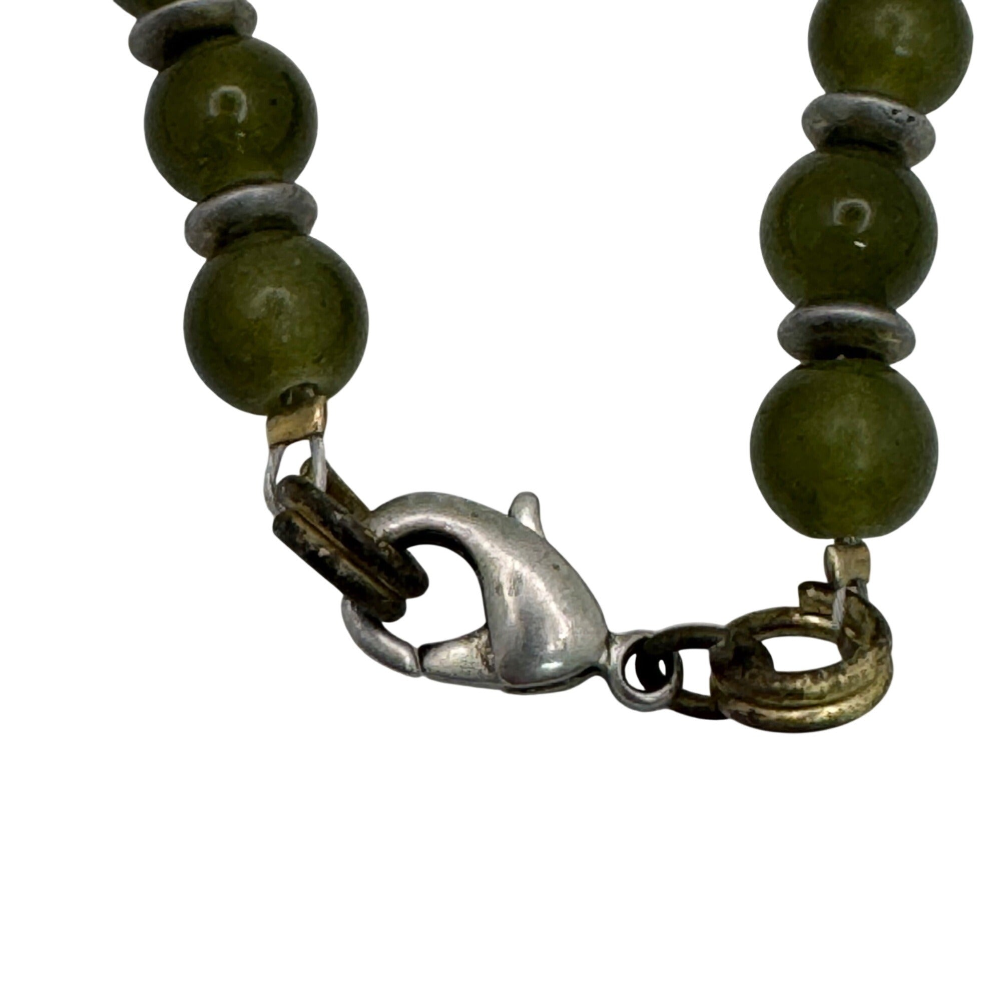 Chinese Peking Glass Jade Green Beaded Necklace 28" Vintage Boho Statement 80g