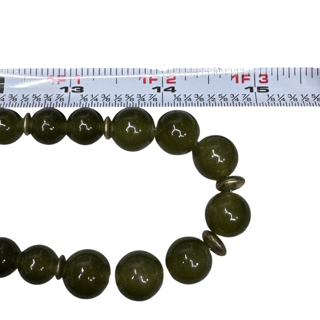 Chinese Peking Glass Jade Green Beaded Necklace 28" Vintage Boho Statement 80g