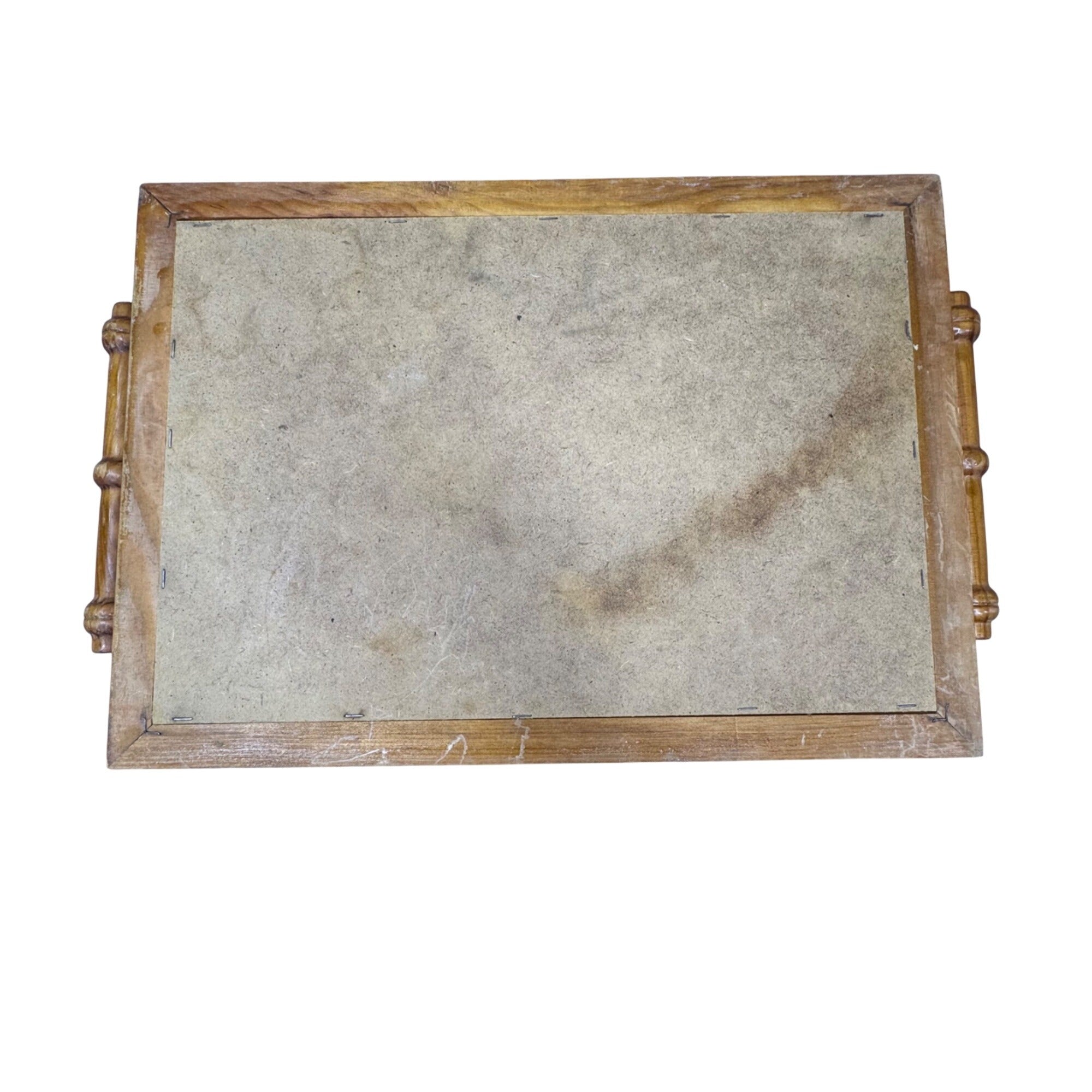 Portuguese Tile Serving Tray Wooden Frame & Handles Cascais Coastal Scene 17X10