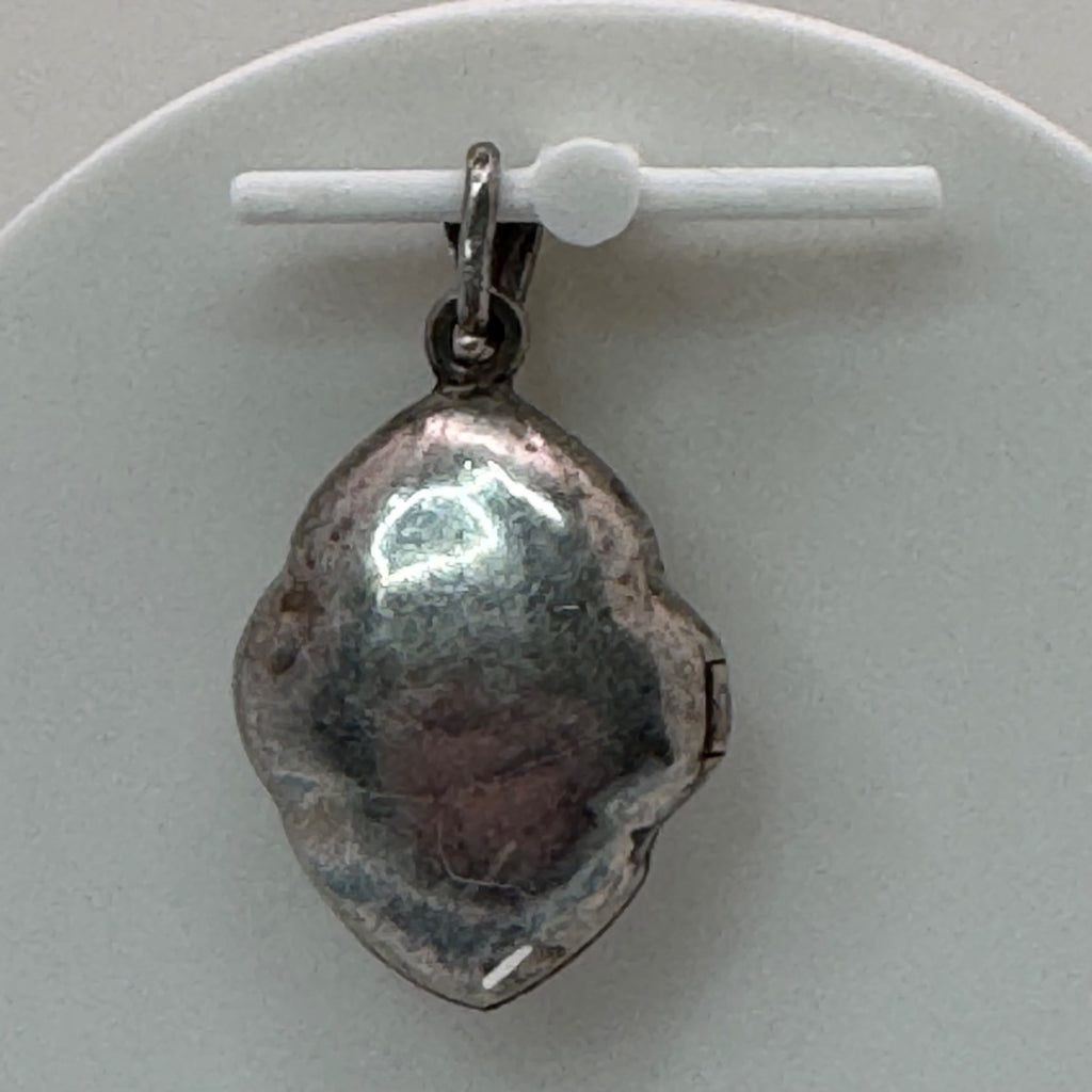 Antique Art Deco Locket Sterling Silver Pendant Black Onyx Marcasite Filigree