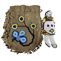 Vintage Native American Beaded Buckskin Bag Small Pouch Medicine Doll Floral 6"