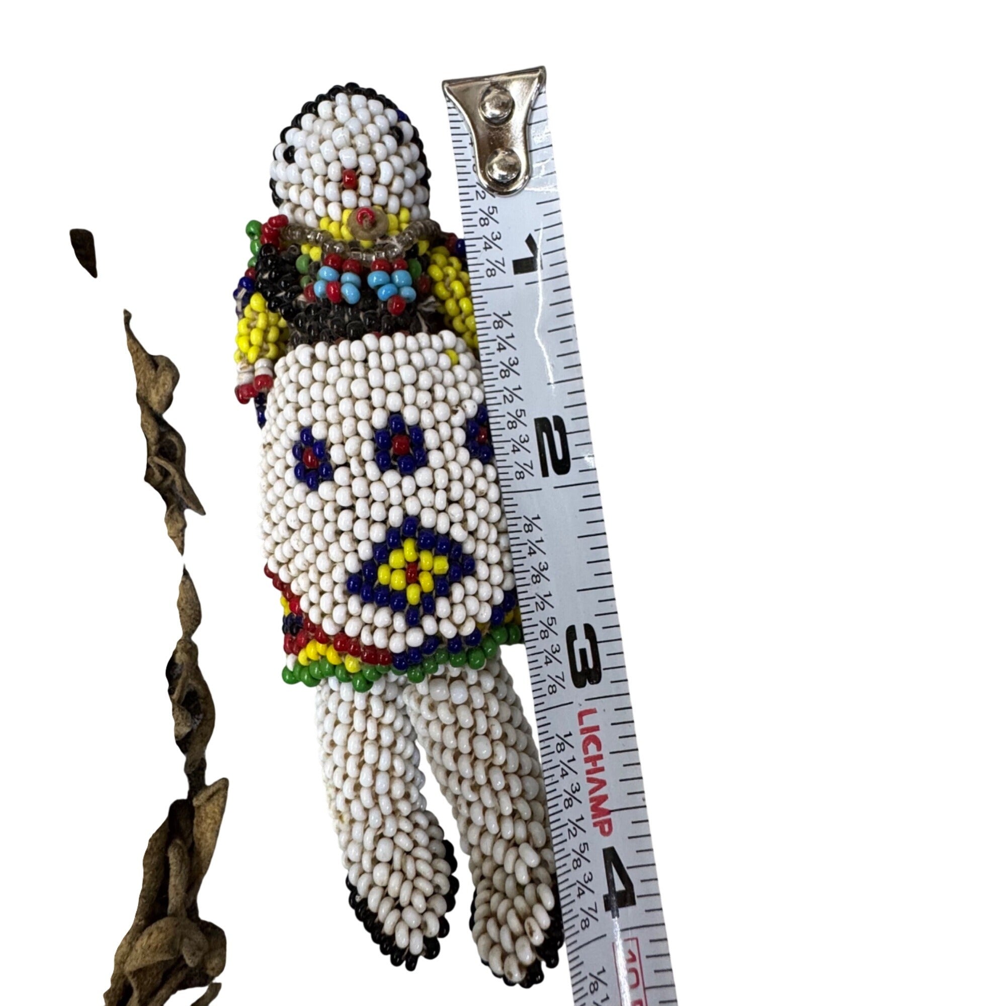 Vintage Native American Beaded Buckskin Bag Small Pouch Medicine Doll Floral 6"