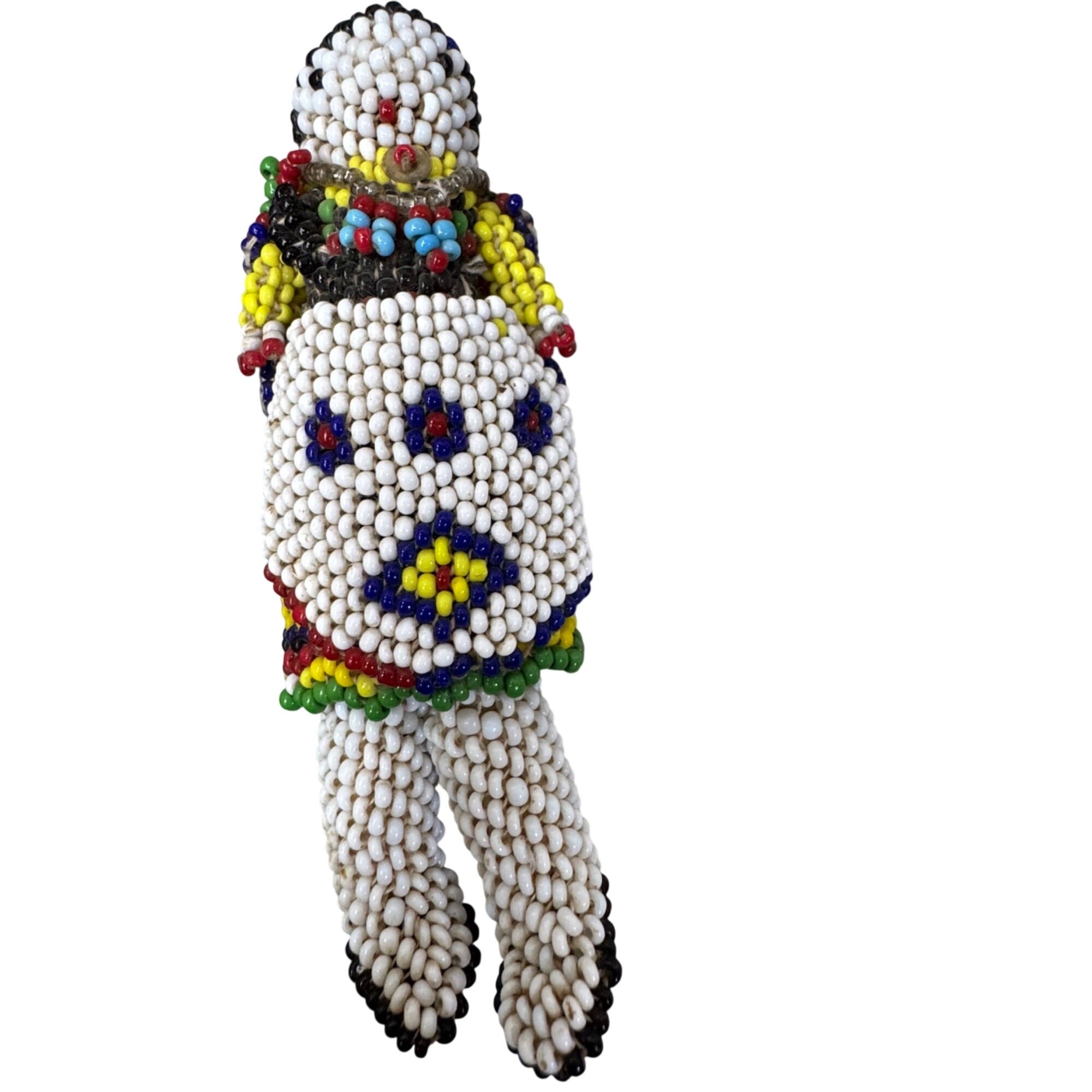 Vintage Native American Beaded Buckskin Bag Small Pouch Medicine Doll Floral 6"