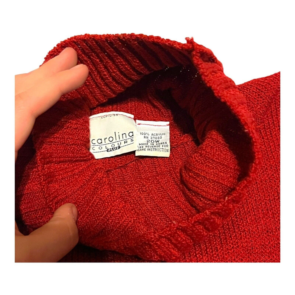 Carolina Colours Womens Red Long Sleeve Turtleneck Sweater 20W Plus Size Comfy
