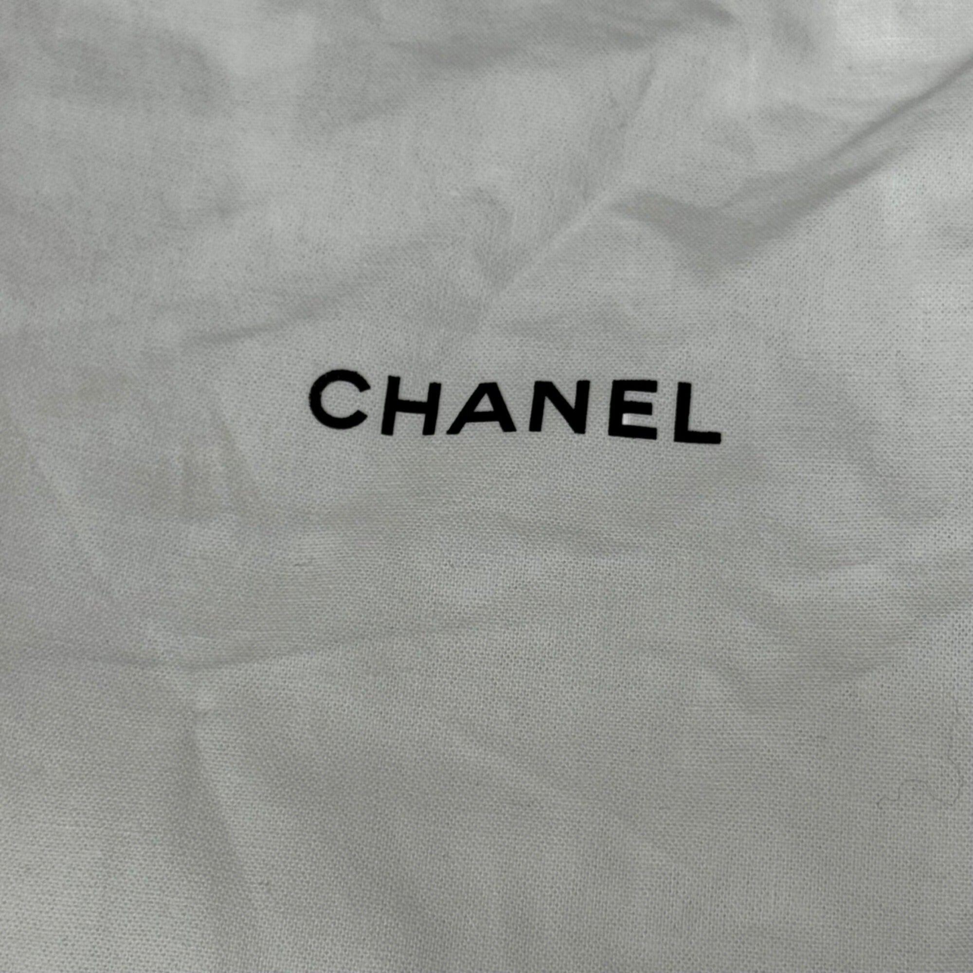 Chanel White Drawstring Logo Dust Bag 9” X 7.5” For Handbag Clutch Authentic
