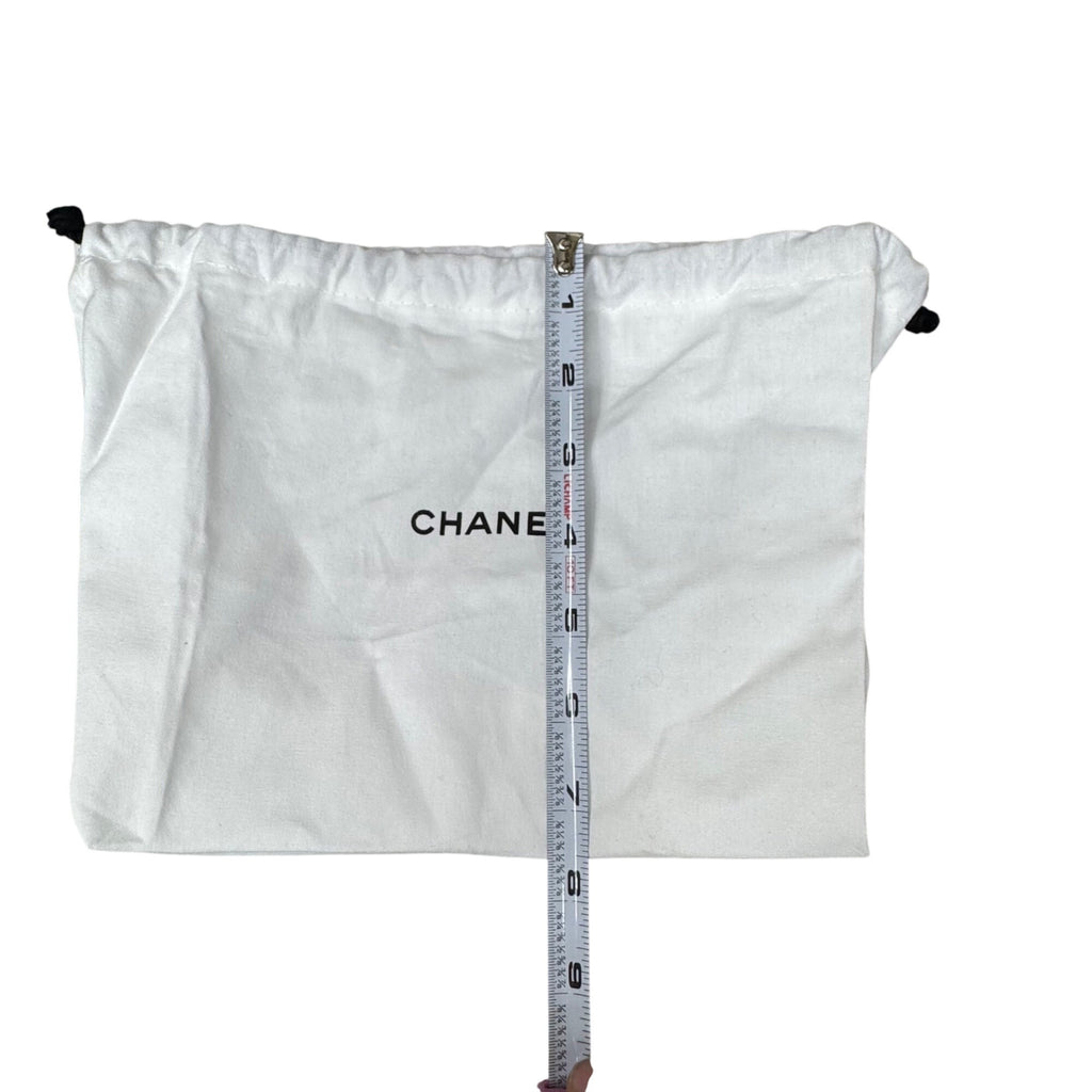 Chanel White Drawstring Logo Dust Bag 9” X 7.5” For Handbag Clutch Authentic