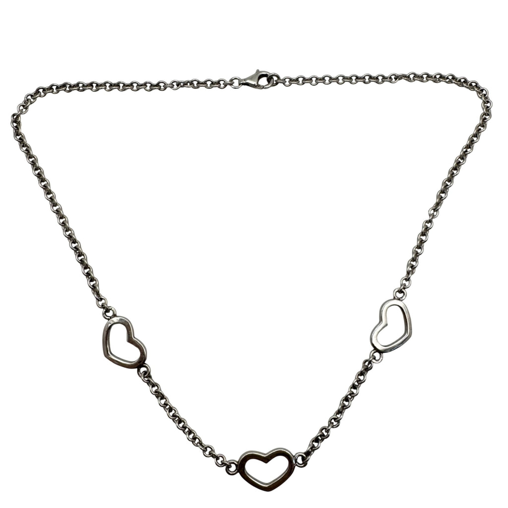 Open Heart Link Chain Necklace Sterling Silver 12.19g 16" 925 Vintage Estate