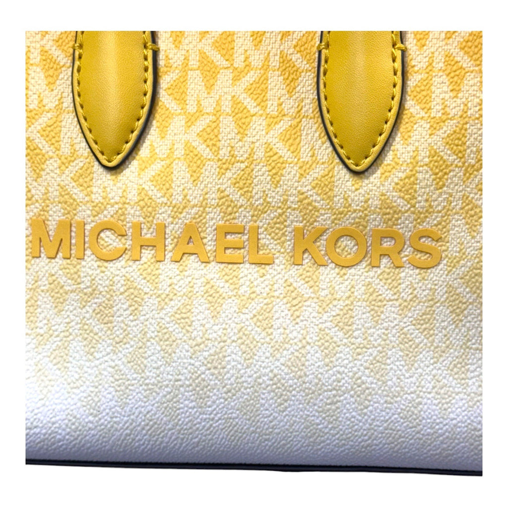 Michael Kors Mirella Small Shopper Crossbody Tote Bag Golden Yellow Logo Ombre