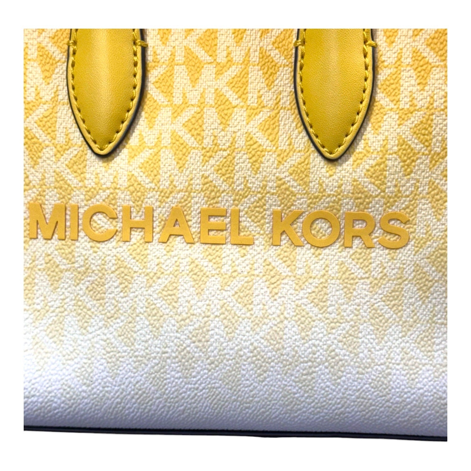 Michael Kors Mirella Small Shopper Crossbody Tote Bag Golden Yellow Logo Ombre