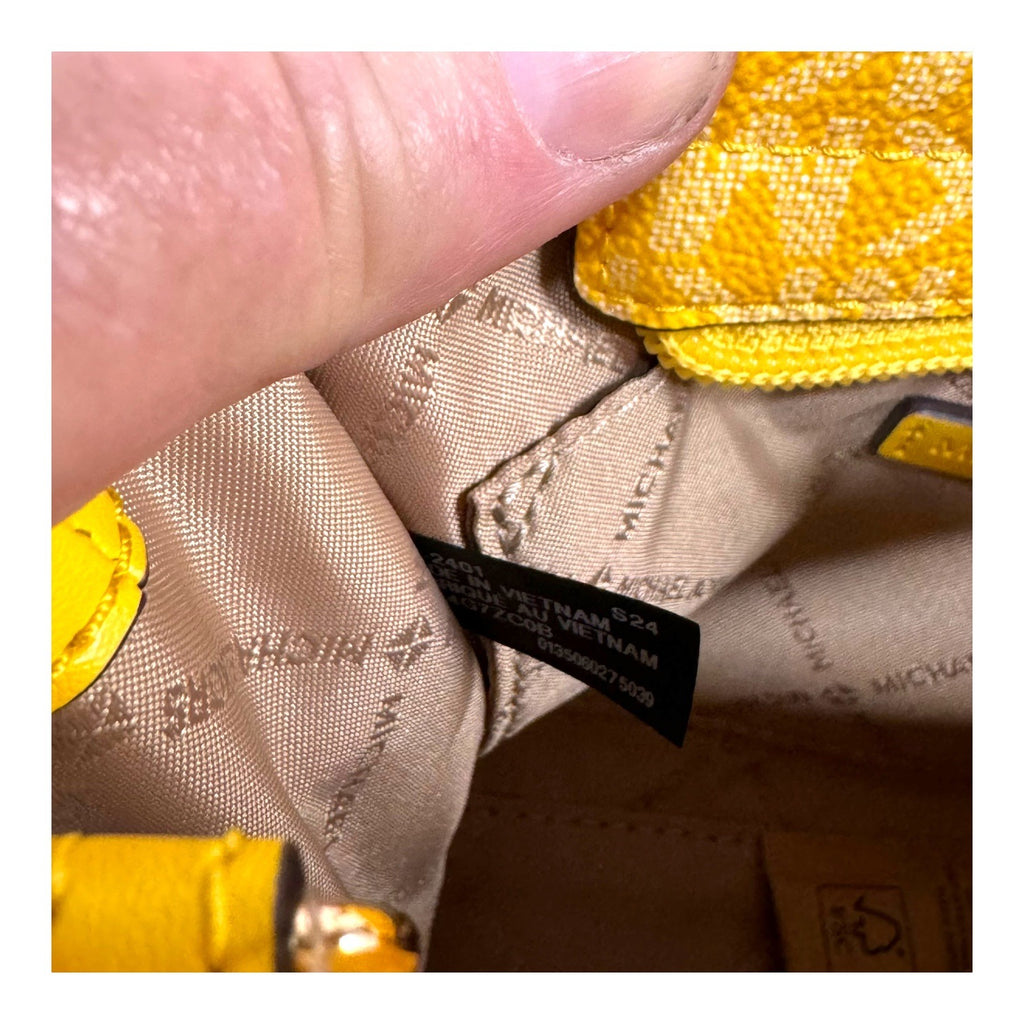 Michael Kors Mirella Small Shopper Crossbody Tote Bag Golden Yellow Logo Ombre