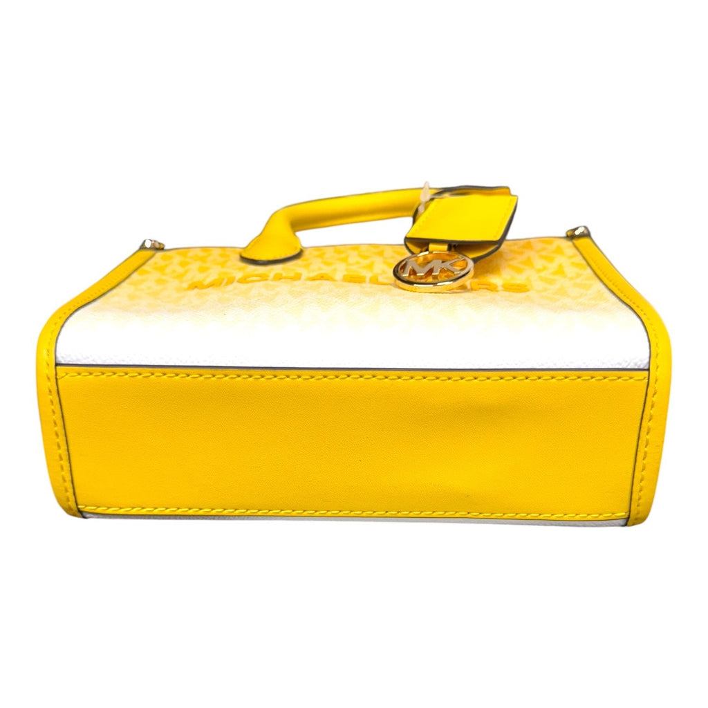 Michael Kors Mirella Small Shopper Crossbody Tote Bag Golden Yellow Logo Ombre