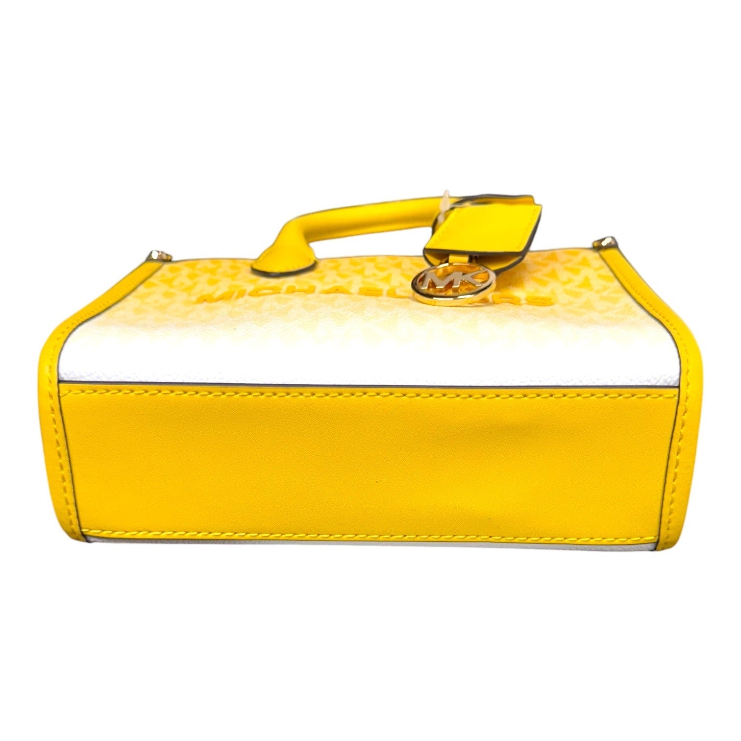 Michael Kors Mirella Small Shopper Crossbody Tote Bag Golden Yellow Logo Ombre