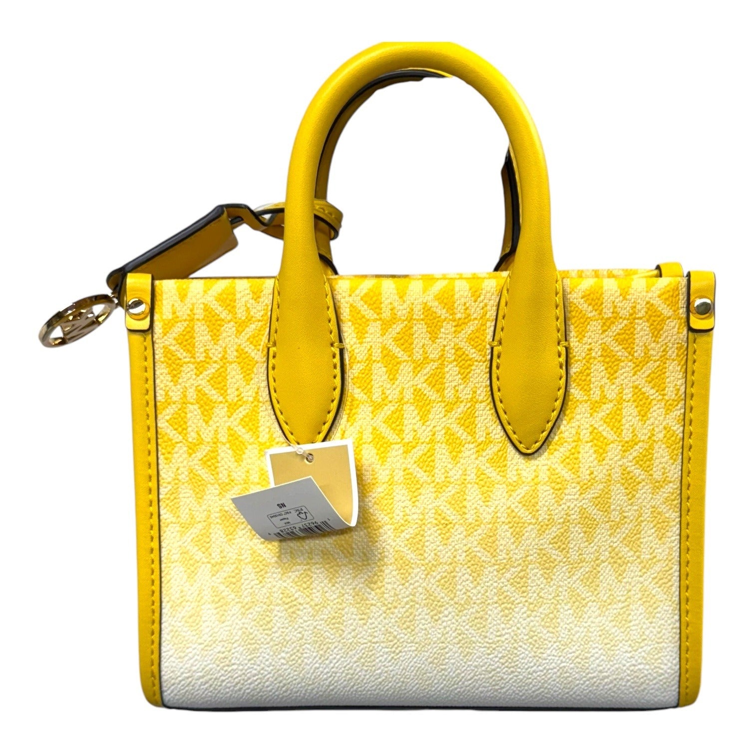 Michael Kors Mirella Small Shopper Crossbody Tote Bag Golden Yellow Logo Ombre