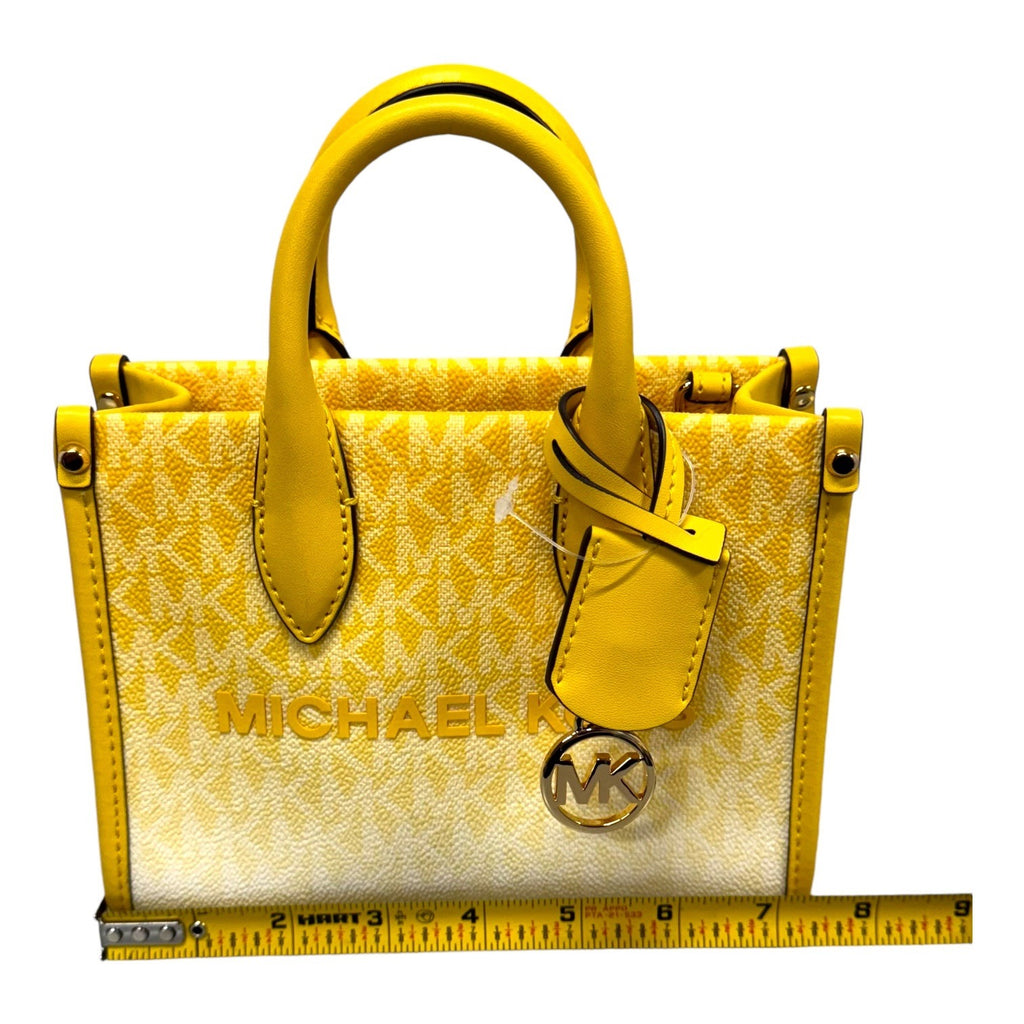 Michael Kors Mirella Small Shopper Crossbody Tote Bag Golden Yellow Logo Ombre