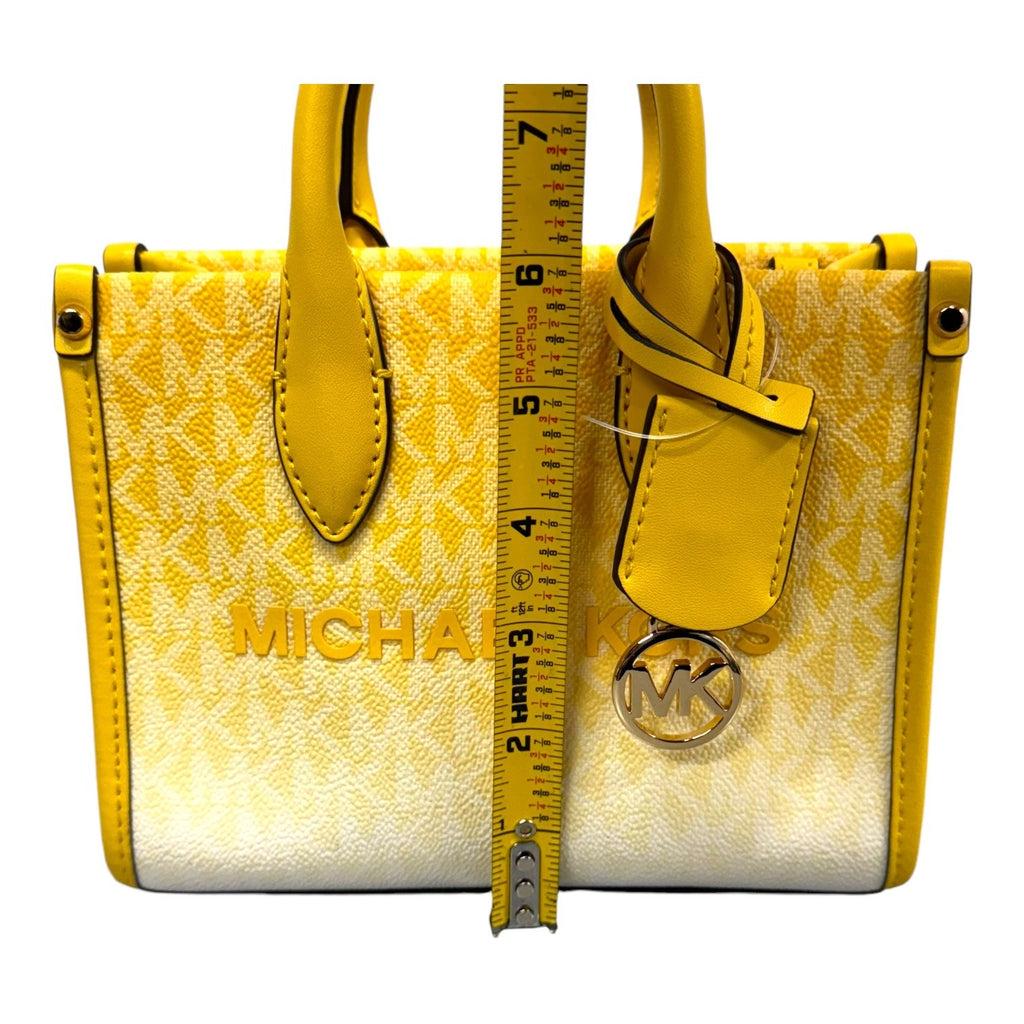 Michael Kors Mirella Small Shopper Crossbody Tote Bag Golden Yellow Logo Ombre