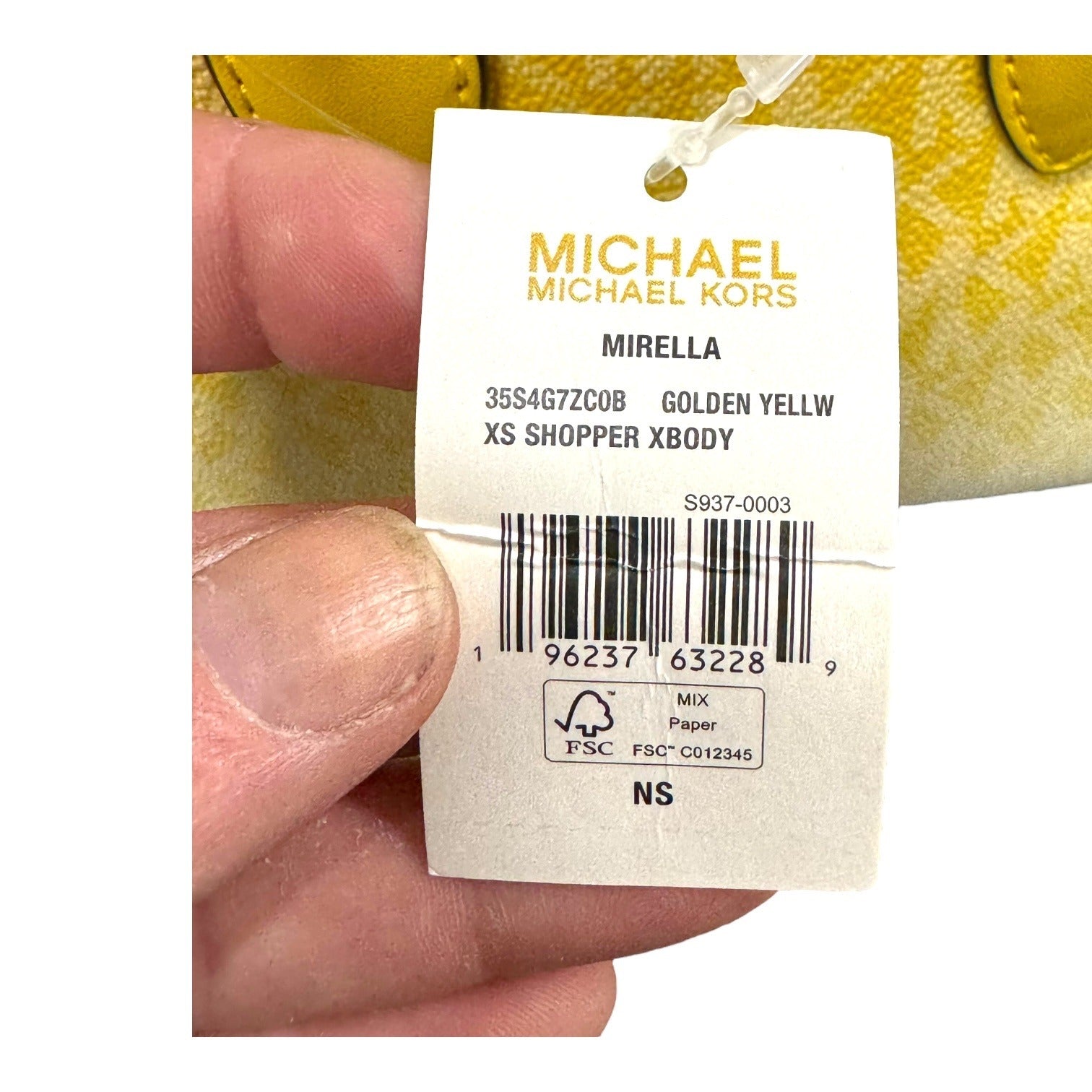 Michael Kors Mirella Small Shopper Crossbody Tote Bag Golden Yellow Logo Ombre