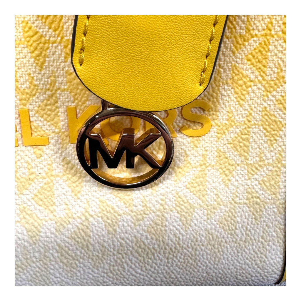 Michael Kors Mirella Small Shopper Crossbody Tote Bag Golden Yellow Logo Ombre