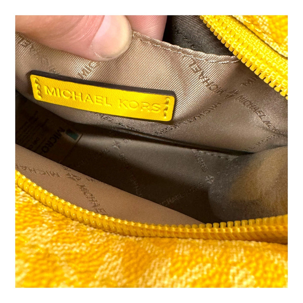 Michael Kors Mirella Small Shopper Crossbody Tote Bag Golden Yellow Logo Ombre