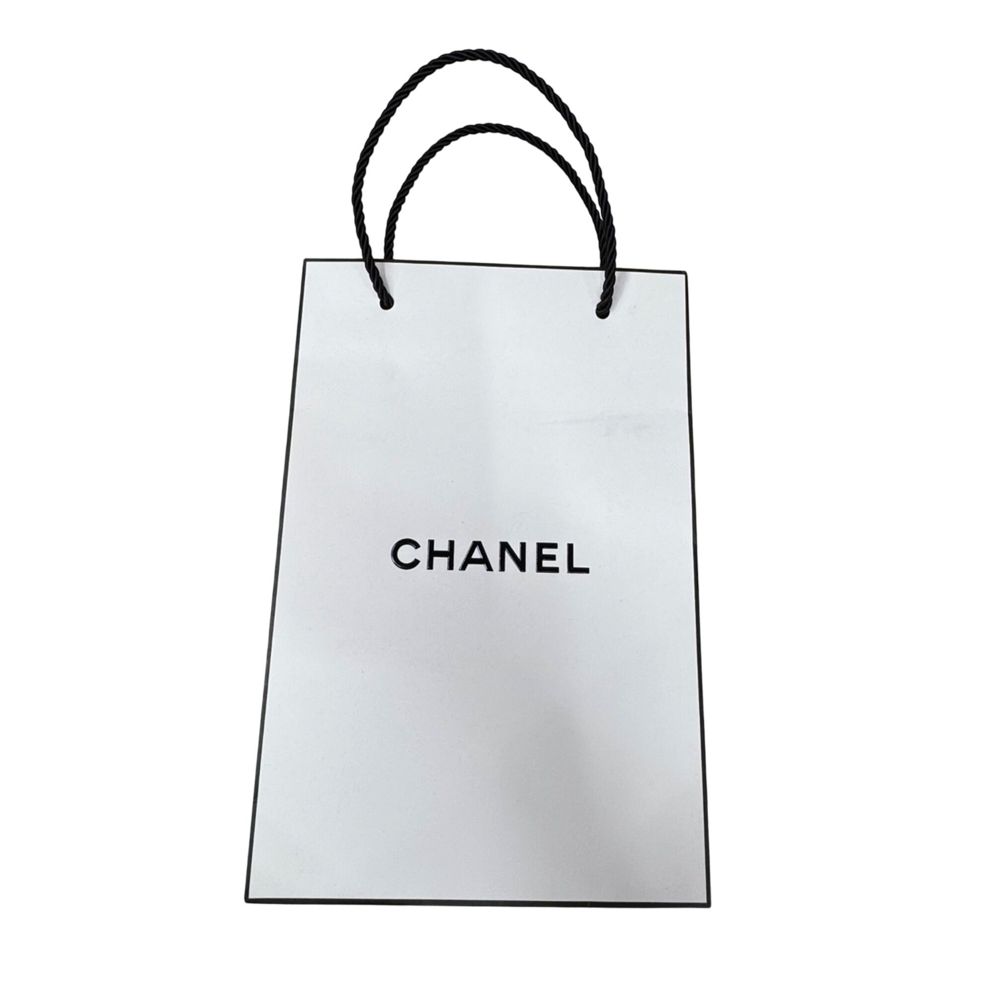 Chanel Small Shopping Bag Gift Tote Authentic Black Logo Twisted Rope Handles