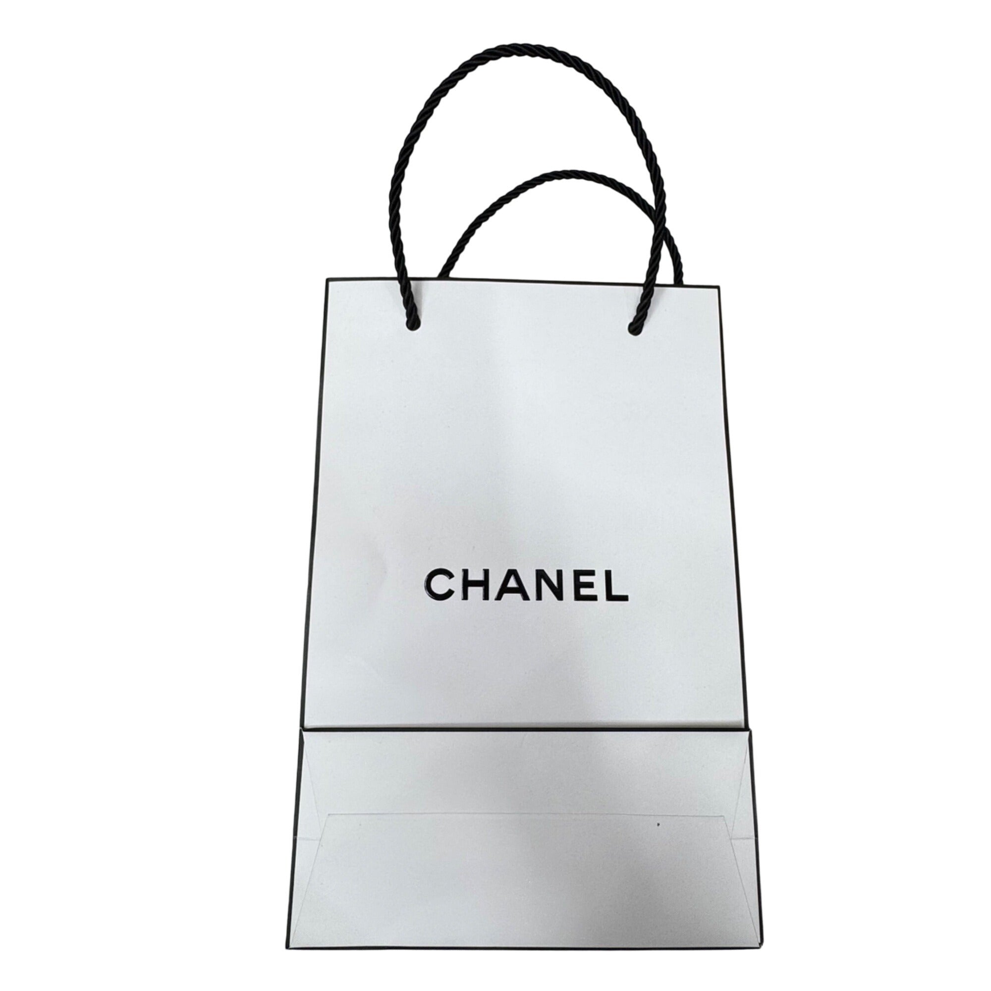 Chanel Small Shopping Bag Gift Tote Authentic Black Logo Twisted Rope Handles