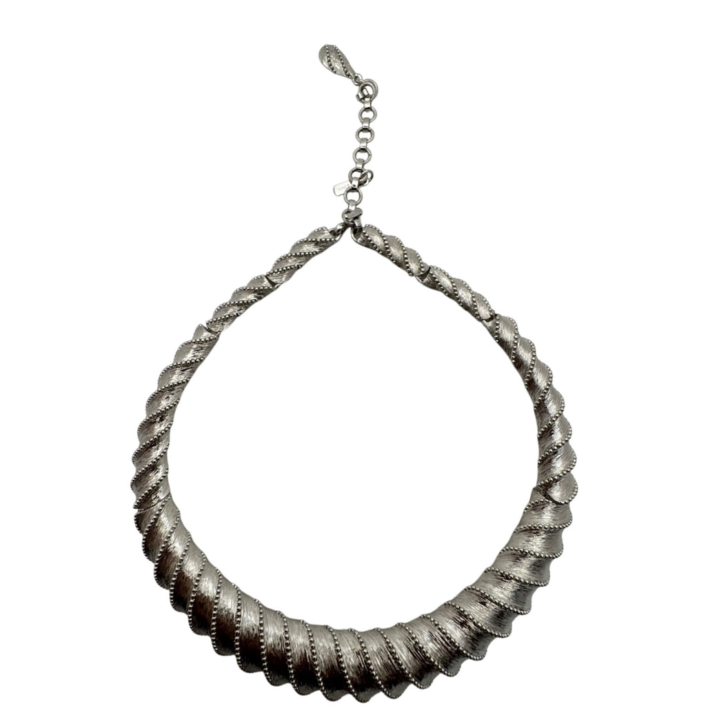 Monet Statement Runway Collar Choker Silver Tone Necklace Twisted Necklace Vtg