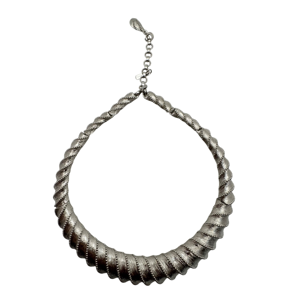 Monet Statement Runway Collar Choker Silver Tone Necklace Twisted Necklace Vtg