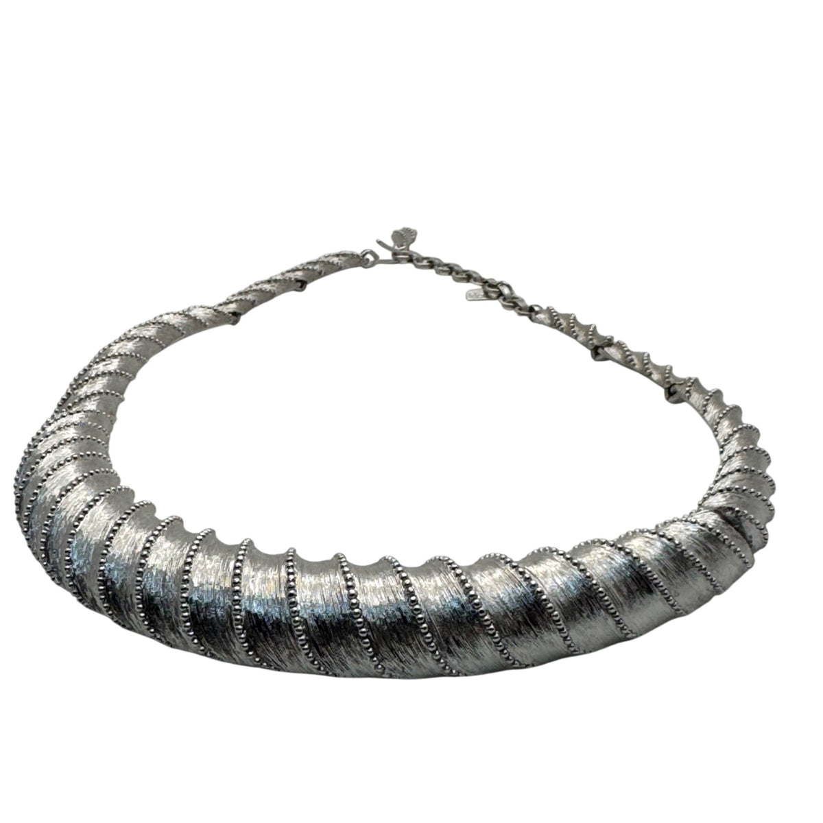 Monet Statement Runway Collar Choker Silver Tone Necklace Twisted Necklace Vtg