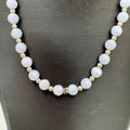 Vintage Milor Italy Faceted Blue Lace Agate Sterling Silver Beaded Necklace 18"