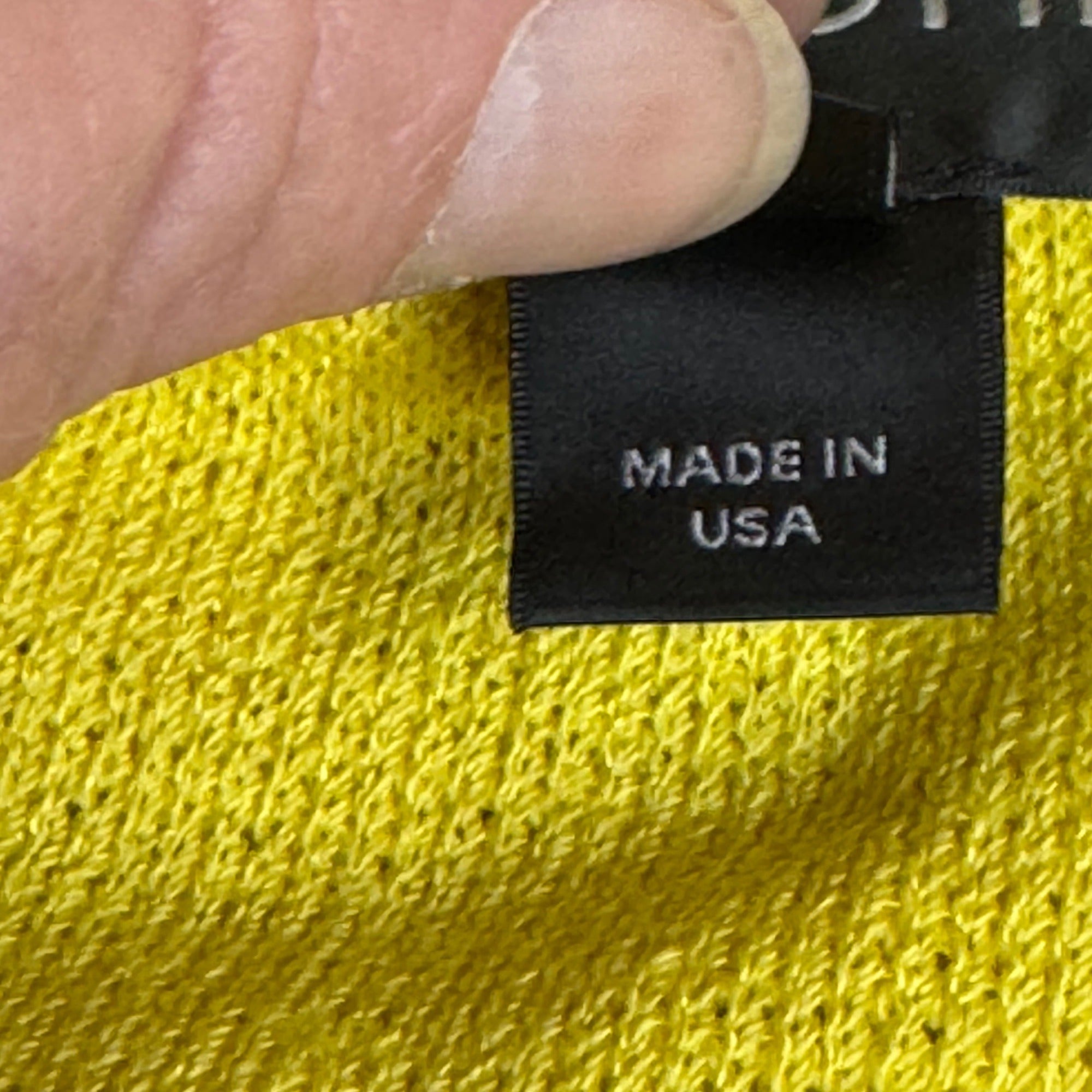 St. John Yellow Knit Jacket Blazer Size 12 3/4 Sleeve Black Trim Button USA READ