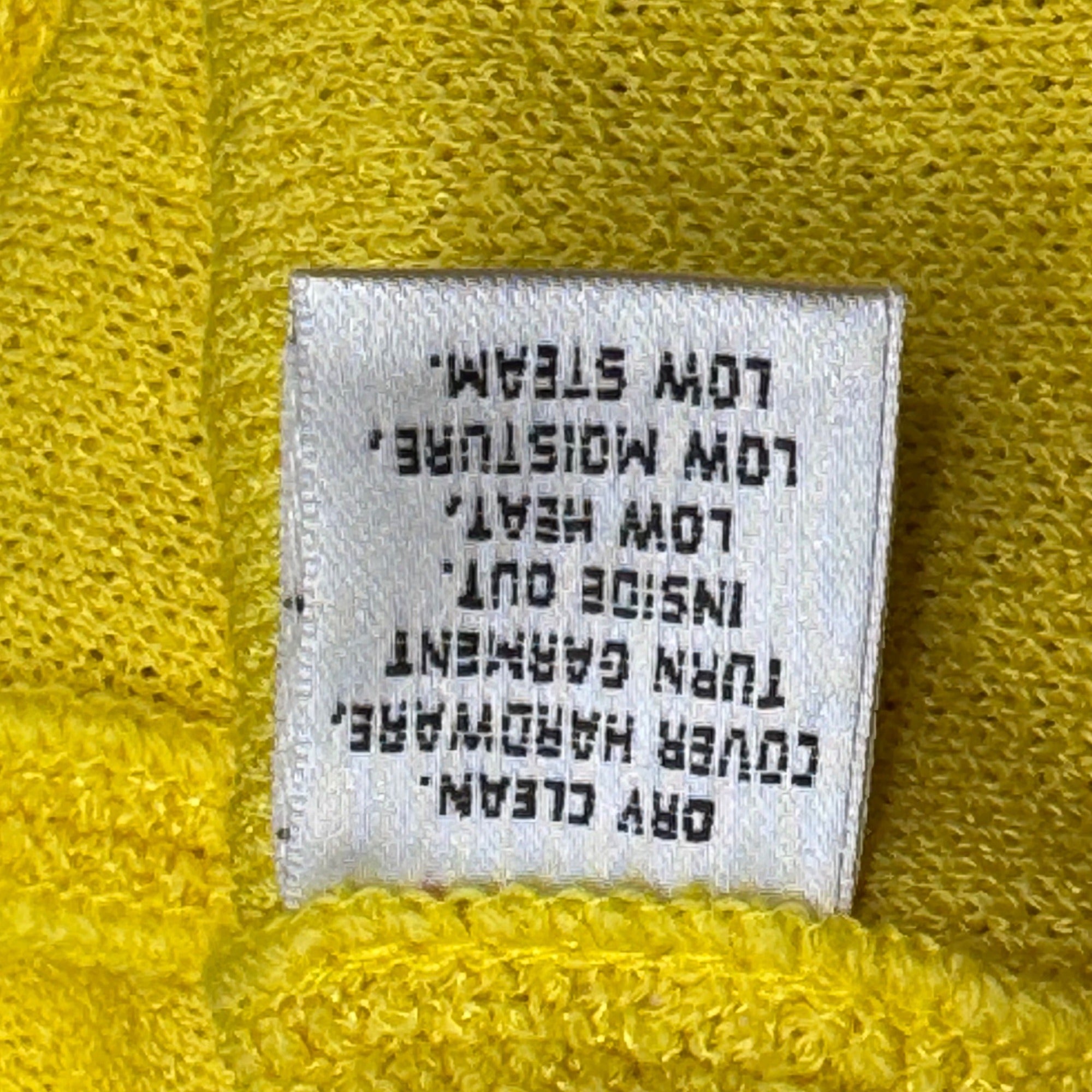 St. John Yellow Knit Jacket Blazer Size 12 3/4 Sleeve Black Trim Button USA READ