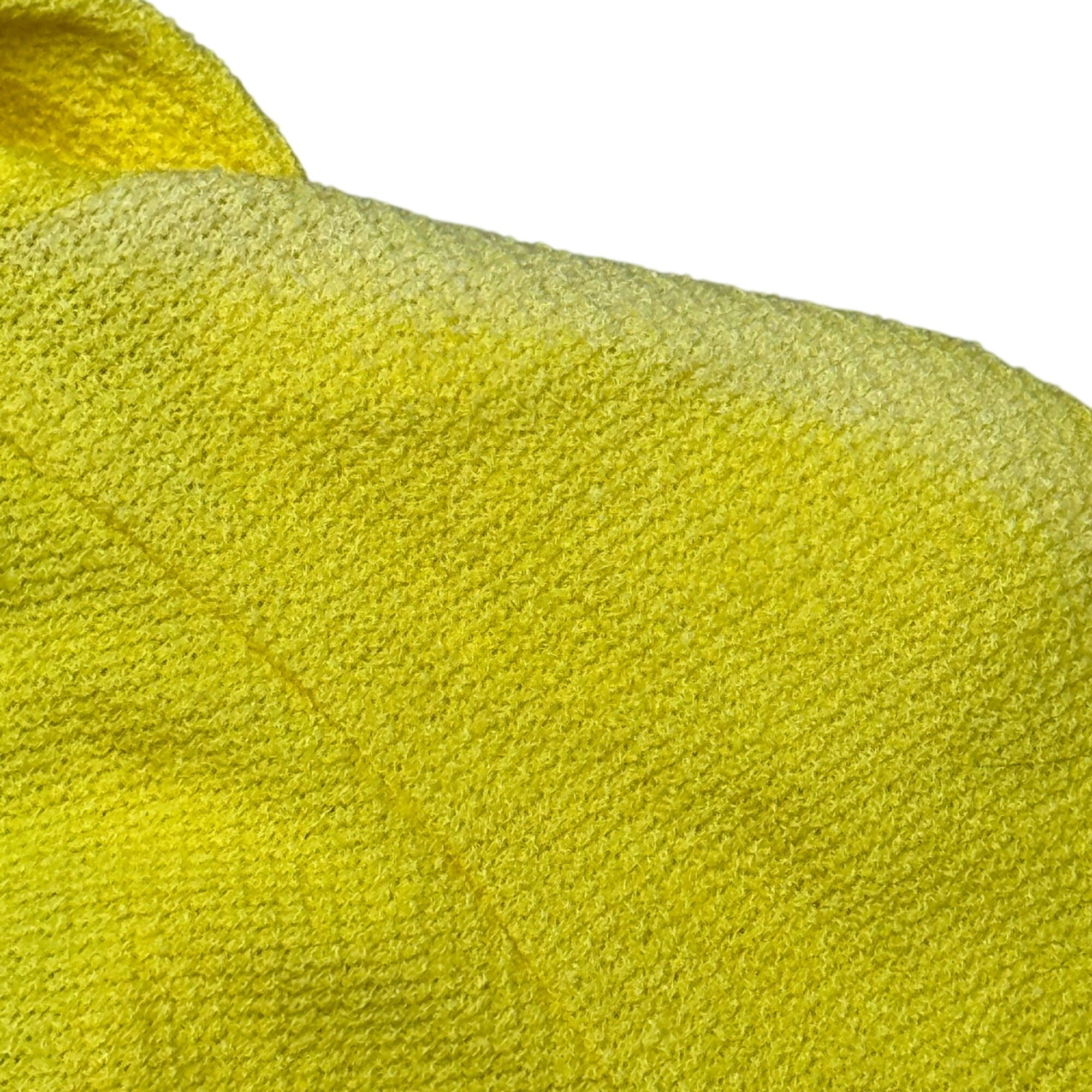 St. John Yellow Knit Jacket Blazer Size 12 3/4 Sleeve Black Trim Button USA READ