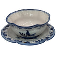 Antique Italian Blue White Ceramic Cup Teacup Saucer Set Floral And Bird Design