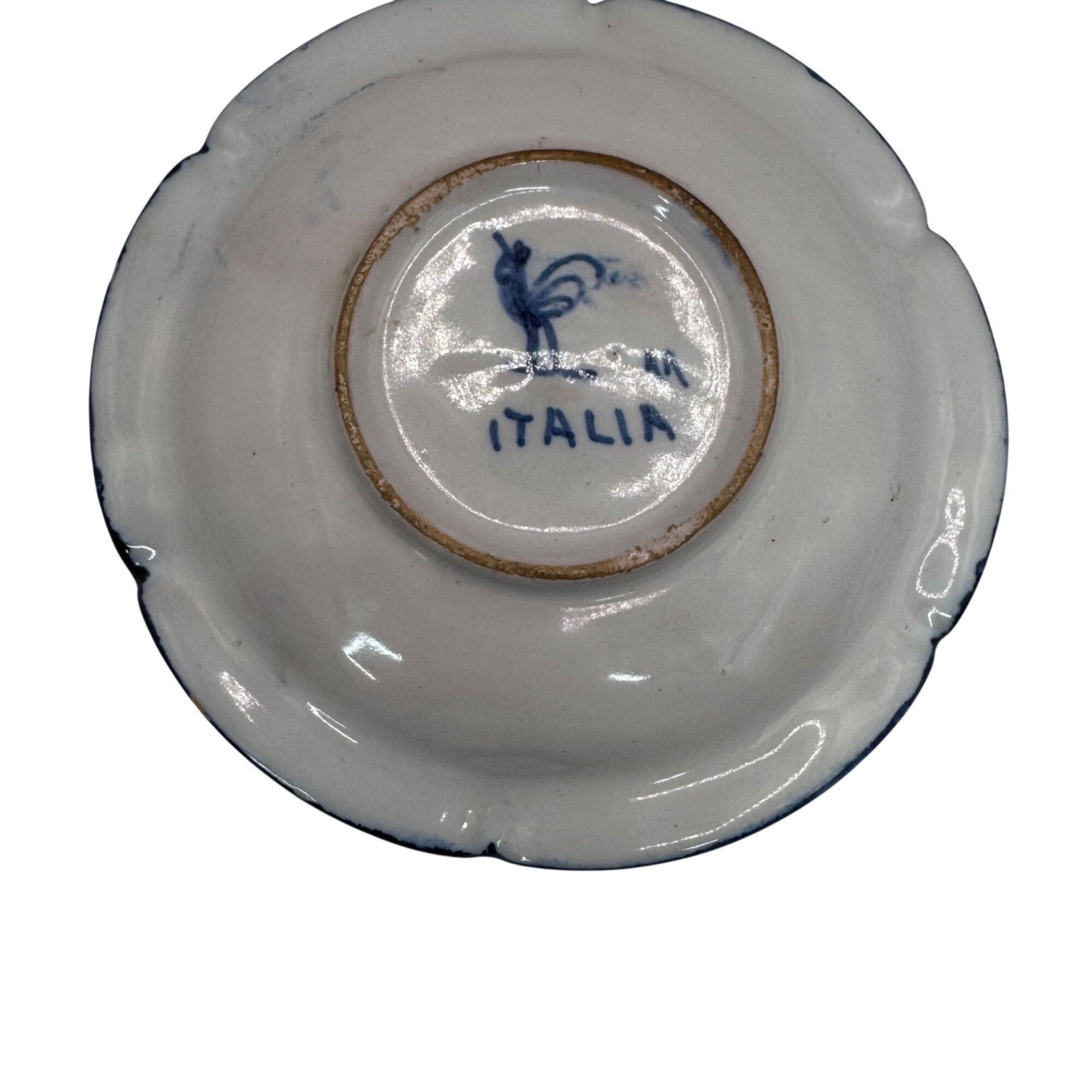 Antique Italian Blue White Ceramic Cup Teacup Saucer Set Floral And Bird Design