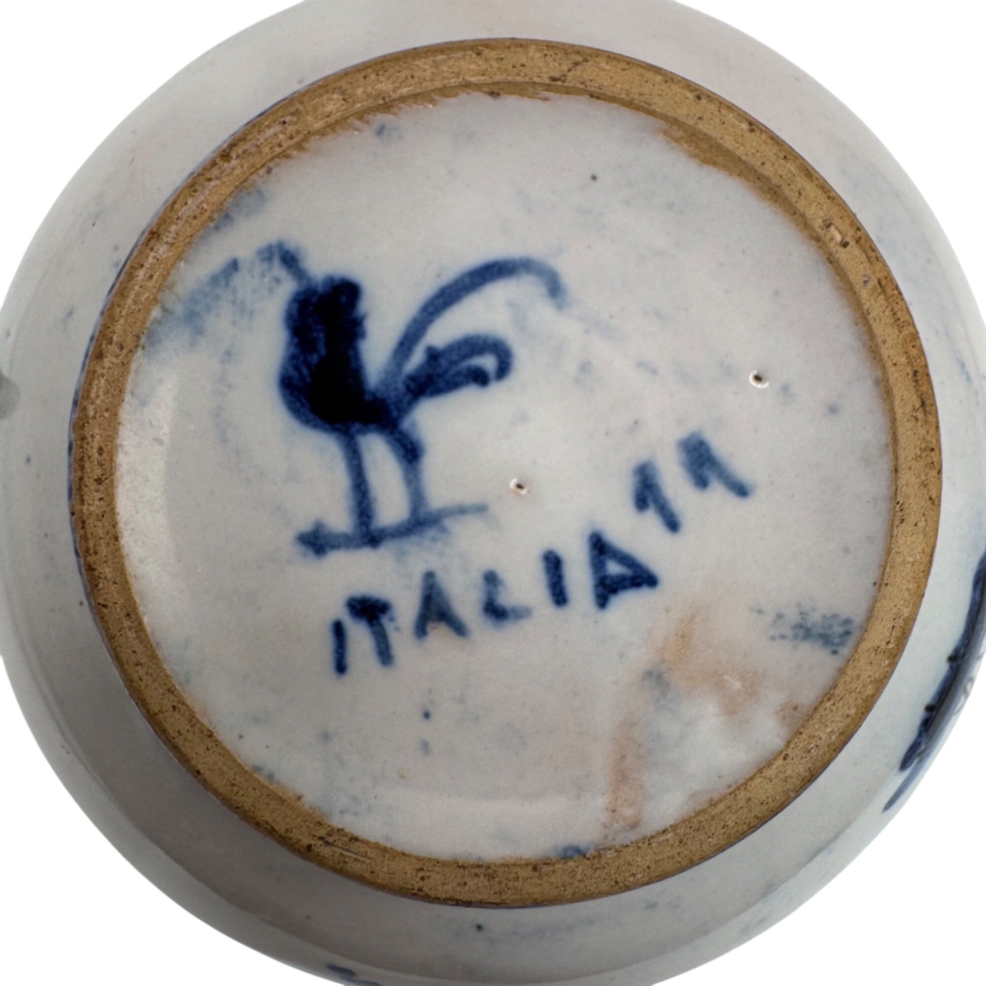 Antique Italian Blue White Ceramic Cup Teacup Saucer Set Floral And Bird Design