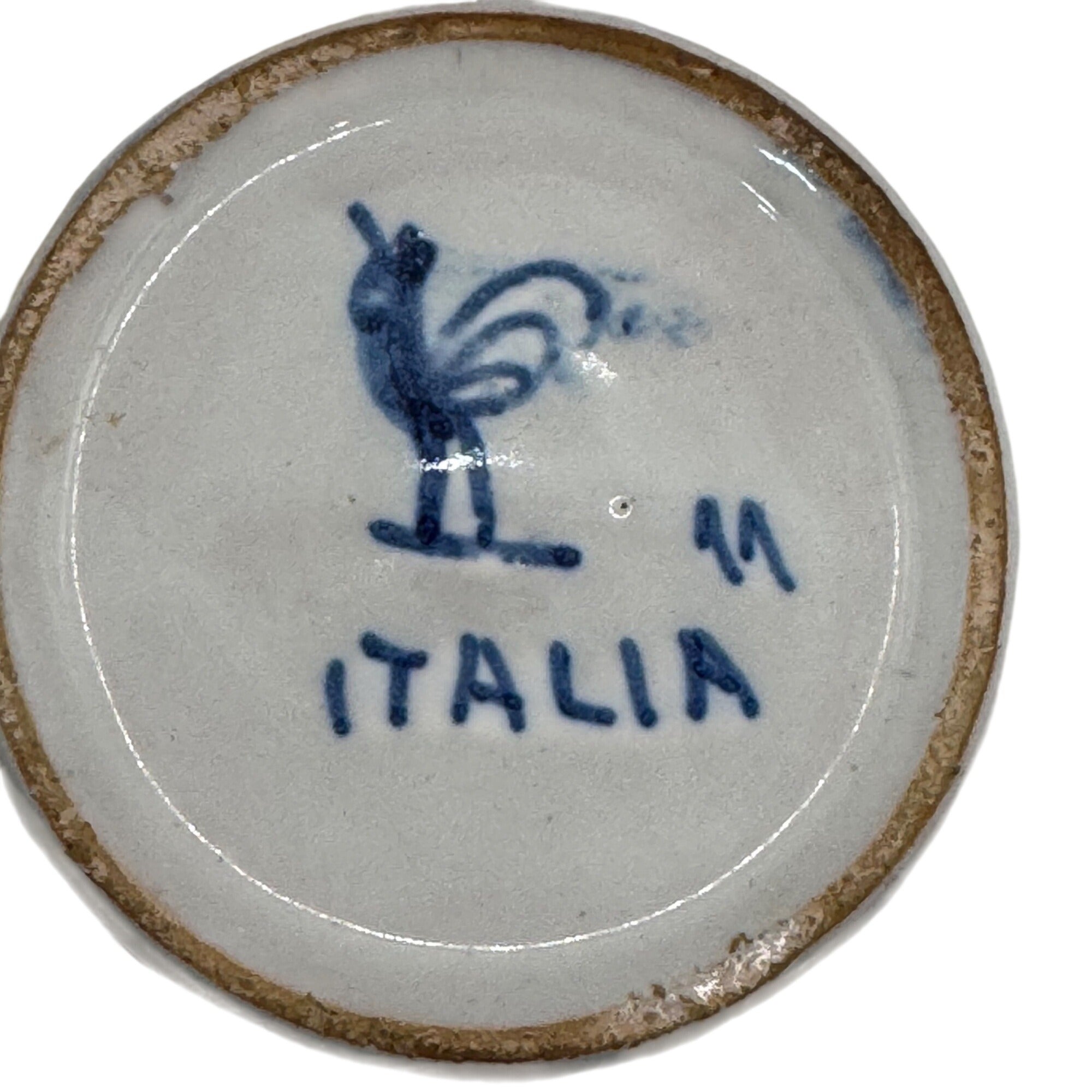 Antique Italian Blue White Ceramic Cup Teacup Saucer Set Floral And Bird Design