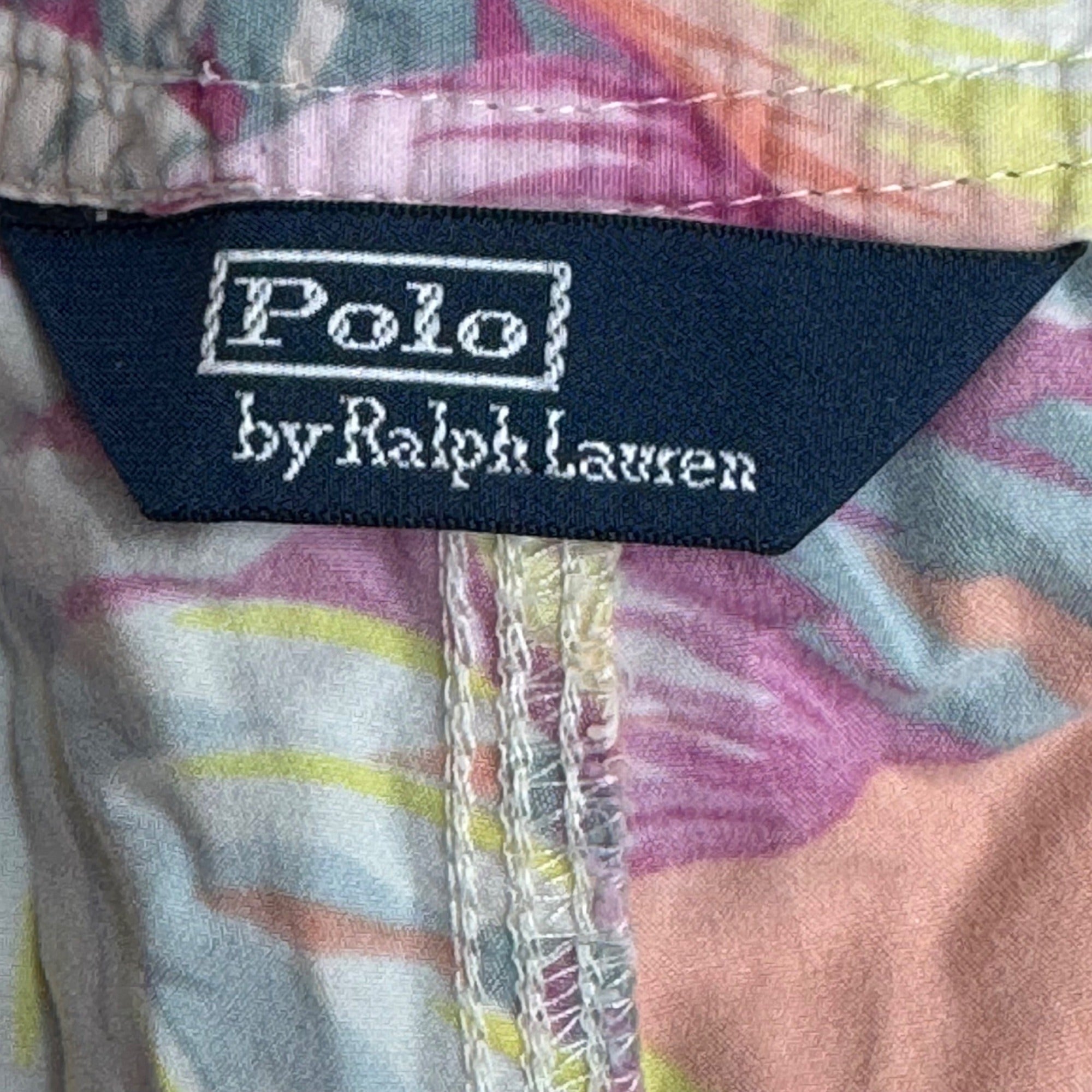 Polo Ralph Lauren Mens Hawaiian Floral Swim Trunks With Cargo Pockets Size 36 Coral & Multicolor Print