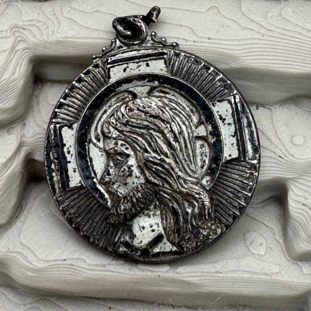 Hayward "I Am A Protestant" Pendant Sterling Silver Jesus Profile Estate Vintage
