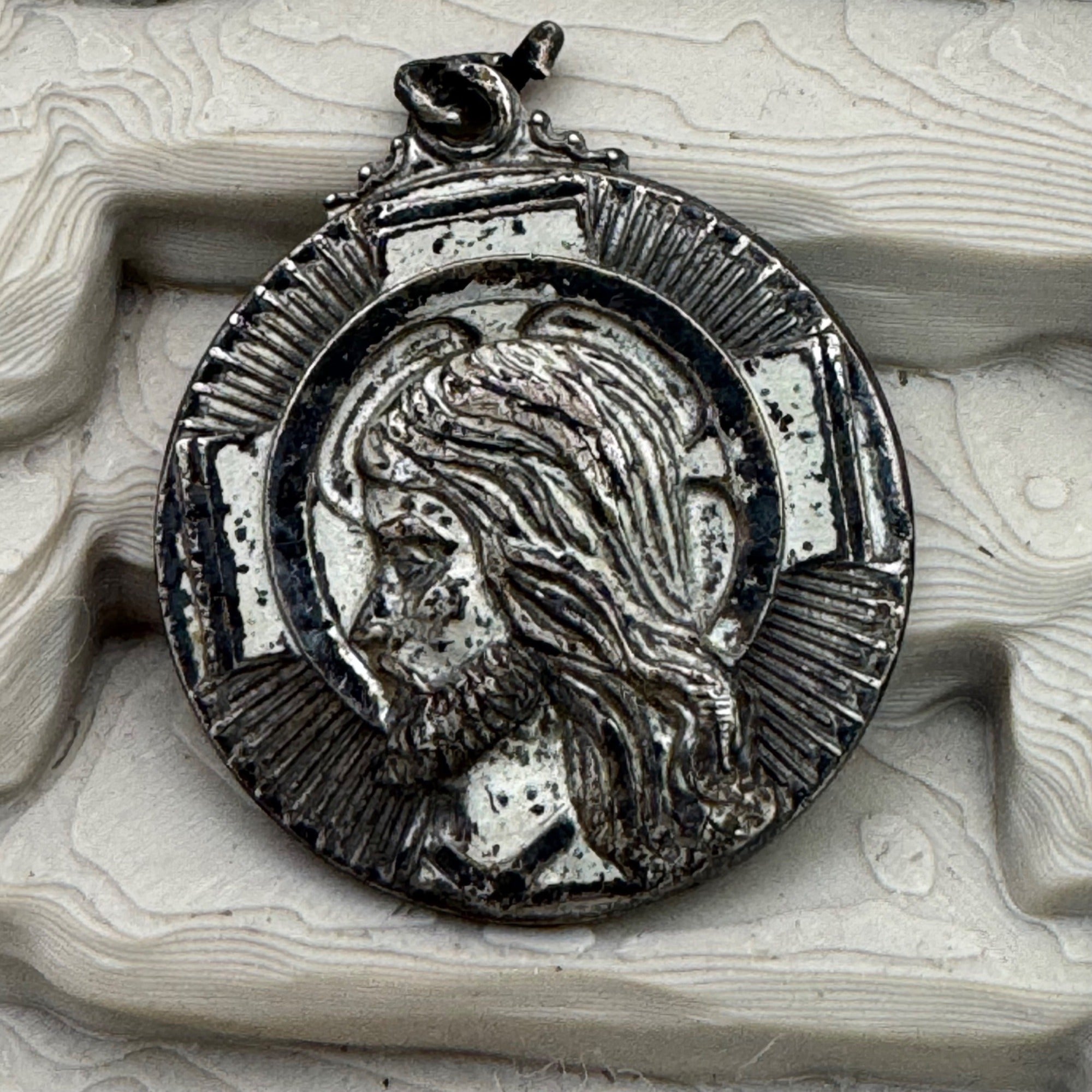 Hayward "I Am A Protestant" Pendant Sterling Silver Jesus Profile Estate Vintage