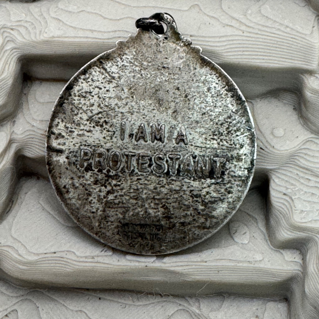Hayward "I Am A Protestant" Pendant Sterling Silver Jesus Profile Estate Vintage