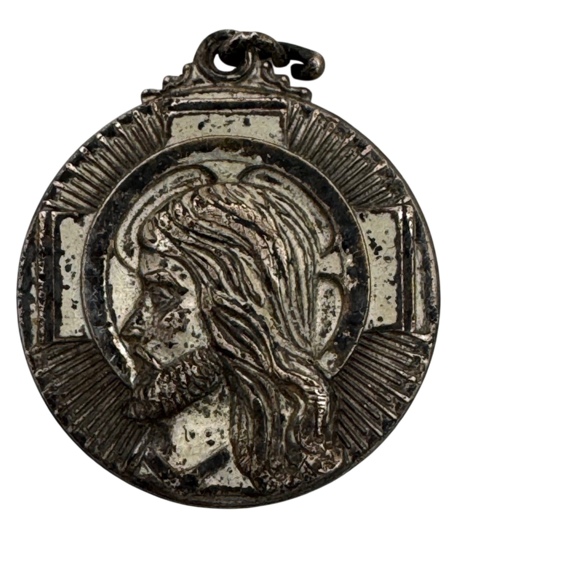 Hayward "I Am A Protestant" Pendant Sterling Silver Jesus Profile Estate Vintage