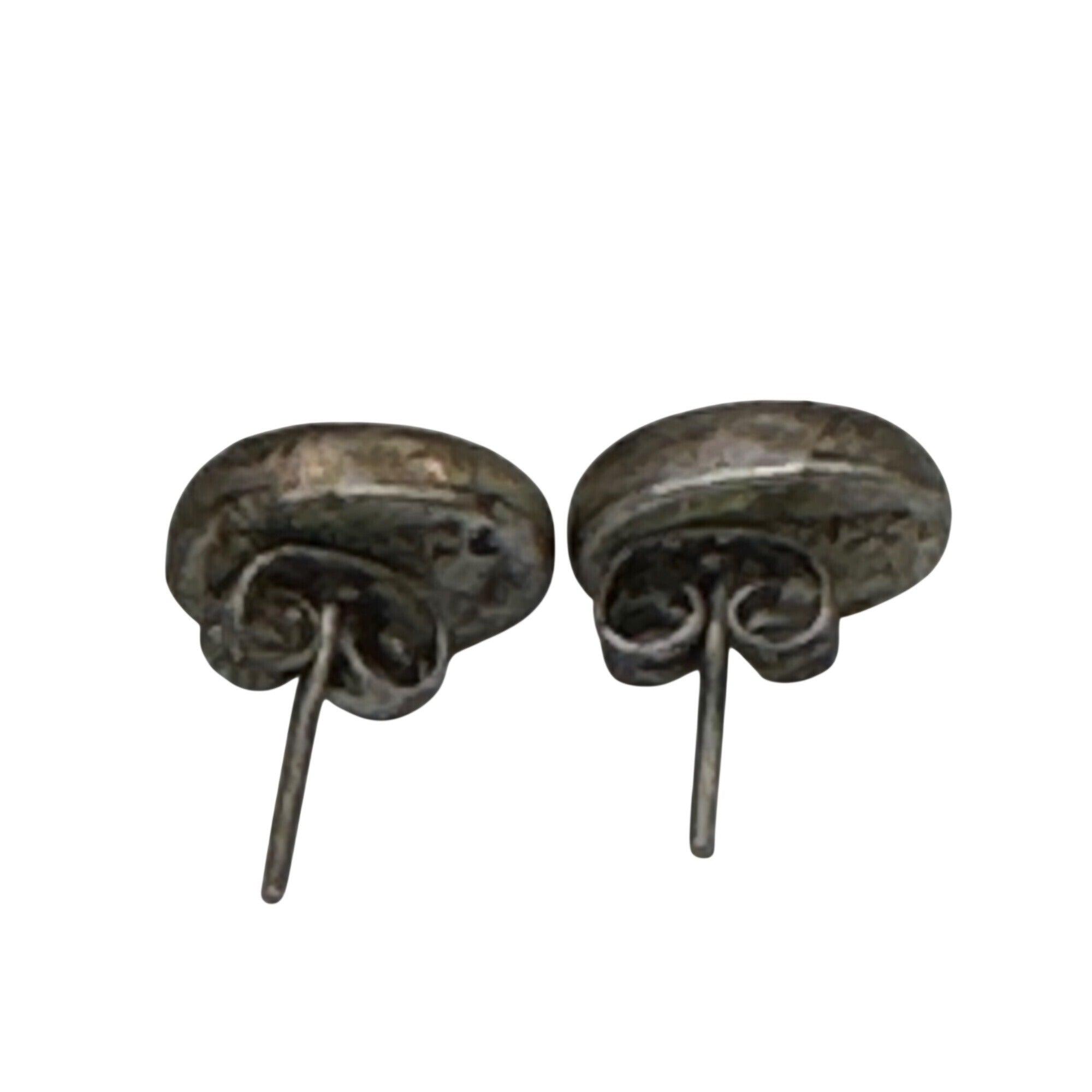 Vintage Sterling Silver 925 Oval Green Malachite Post Stud Earrings Southwest