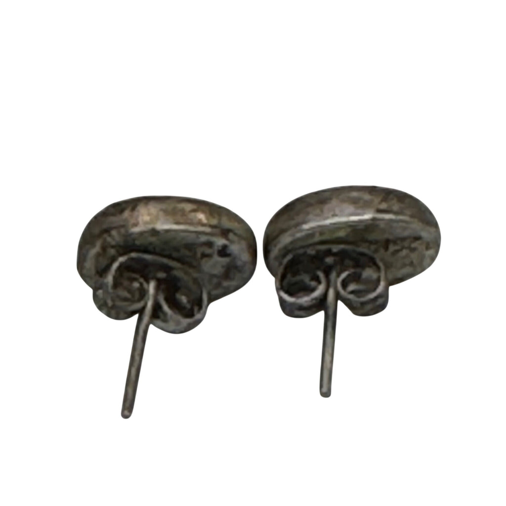 Vintage Sterling Silver 925 Oval Green Malachite Post Stud Earrings Southwest