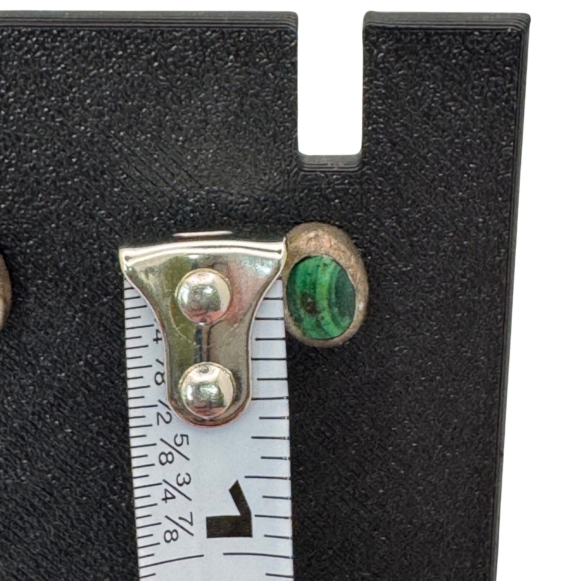 Vintage Sterling Silver 925 Oval Green Malachite Post Stud Earrings Southwest