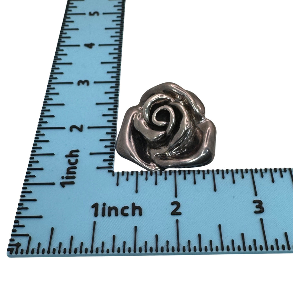 Sterling Silver Rose Brooch Pin Pendant ATI Thailand Floral Jewelry 1.5" Vintage