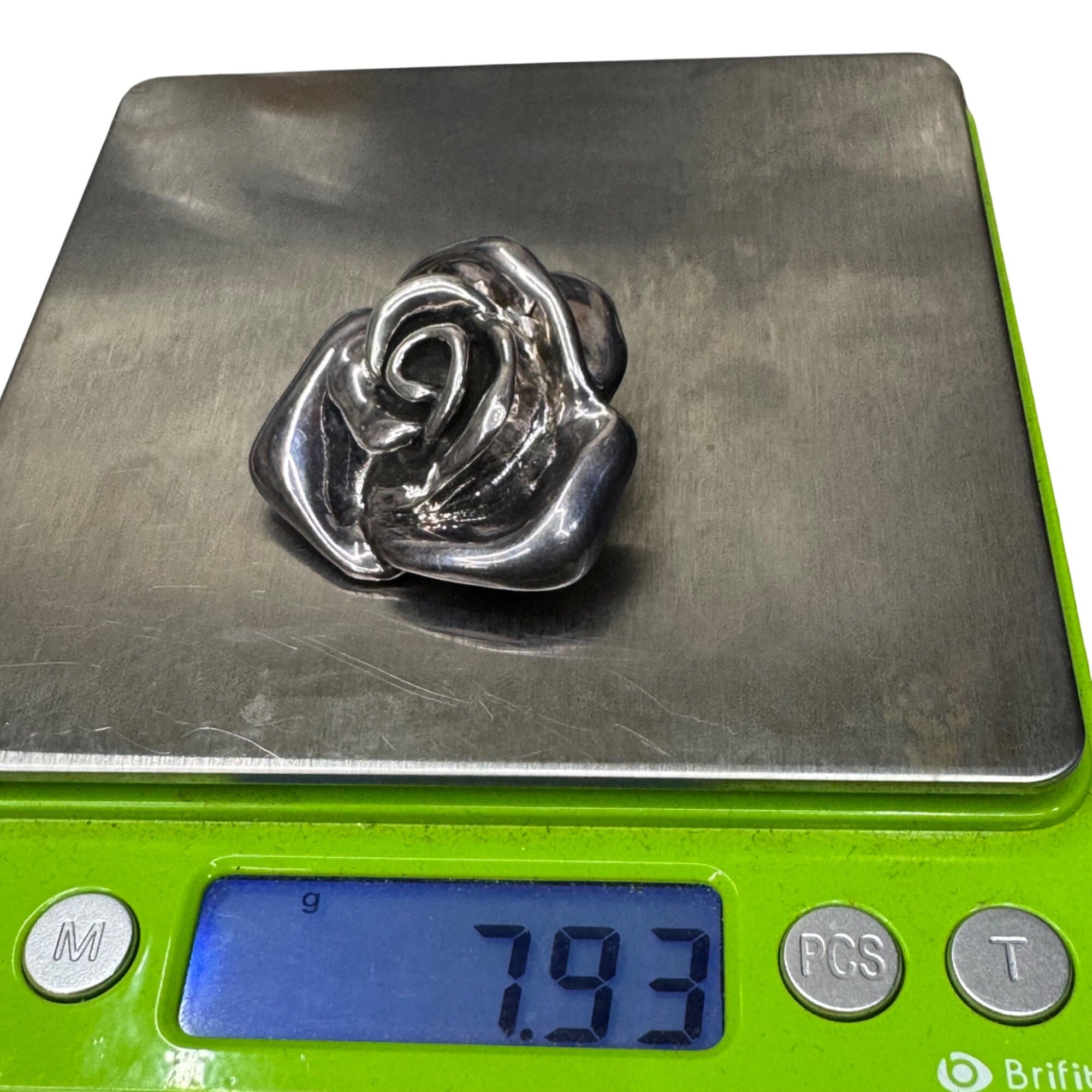 Sterling Silver Rose Brooch Pin Pendant ATI Thailand Floral Jewelry 1.5" Vintage