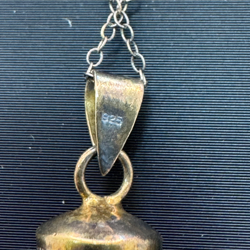 Vintage Angel Pill Prayer Box Pendant Necklace 925 Sterling Silver Gold Vermeil