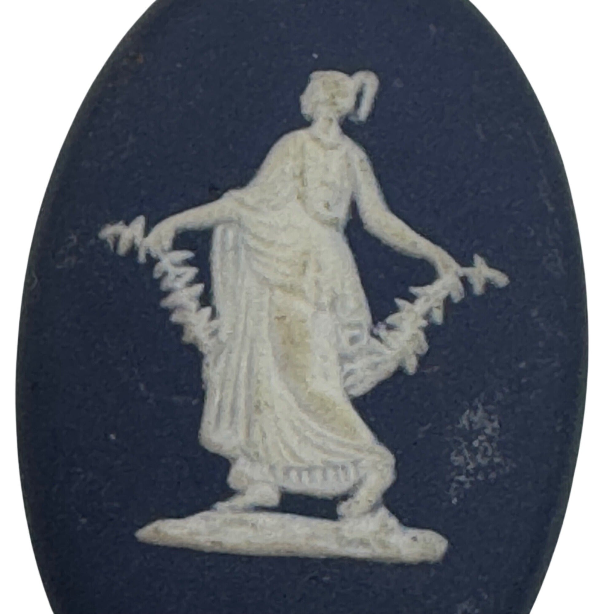 Wedgwood Jasperware Dark Blue Oval Cameo For Brooch Pendant Classical Woman VTG