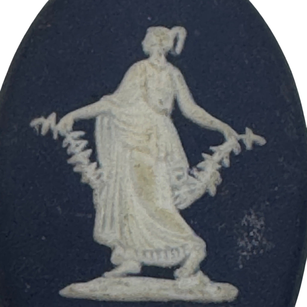 Wedgwood Jasperware Dark Blue Oval Cameo For Brooch Pendant Classical Woman VTG